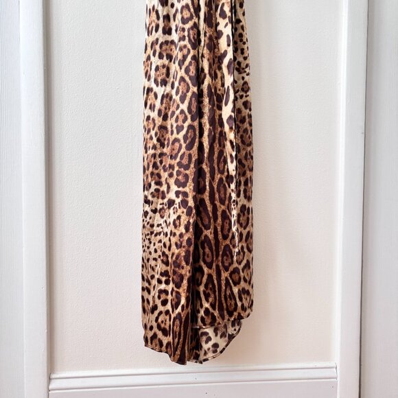 Reformation Leopard Print Plunging V Halterneck Midi Wrap Dress - Picture 4 of 8
